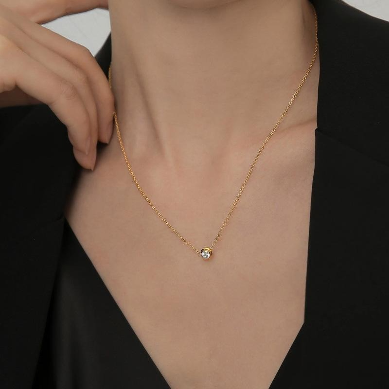 Gold Plated Mini Crystal Pendant Necklace 